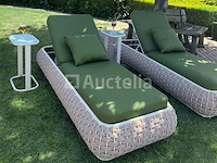 Ligbeddenset 2-delig brown wicker / olive green kussens - afbeelding 6 van  6
