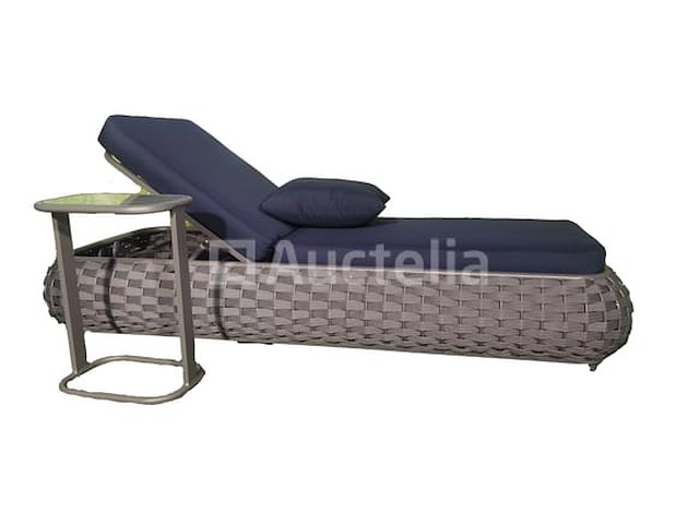 Ligbeddenset 2-delig dark antraciet wicker / light grey kussens - afbeelding 1 van  4