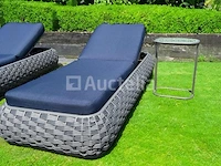 Ligbeddenset 2-delig dark antraciet wicker / light grey kussens - afbeelding 2 van  4