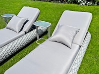 Ligbeddenset 2-delig dark grey wicker / light grey kussens - afbeelding 1 van  5