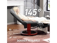Ligstoel met een leunstoel, verstelbare voetensteun, 360° draaibare kantel, houten onderstel, stof die op een grijze linnen look lijkt - afbeelding 4 van  5