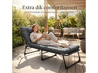 Ligstoel tuin - opvouwbare verstelbare tuinstoel met kussen (2x) - afbeelding 7 van  9