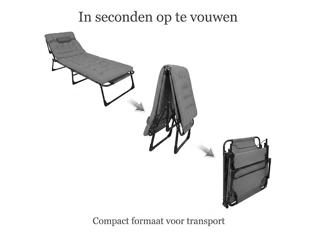 Ligstoel tuin - opvouwbare verstelbare tuinstoel met kussen (2x) - afbeelding 9 van  9
