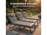Ligstoel tuin - opvouwbare verstelbare tuinstoel met kussen (4x) - afbeelding 3 van  9