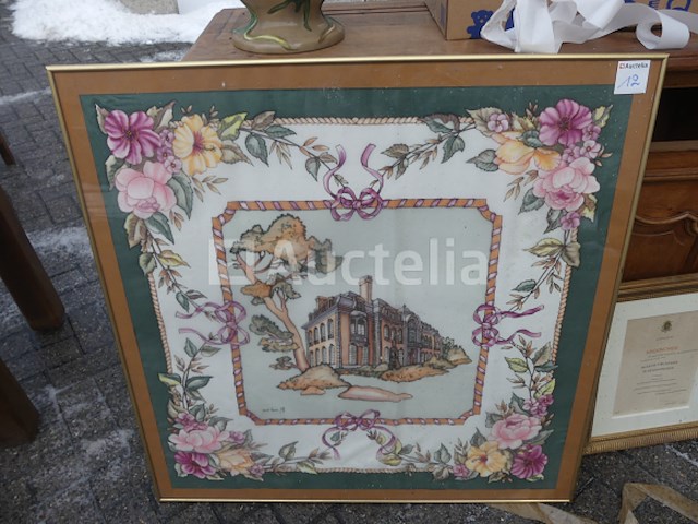 Lijst met zijdeschildering marie laure alff - afbeelding 1 van  1