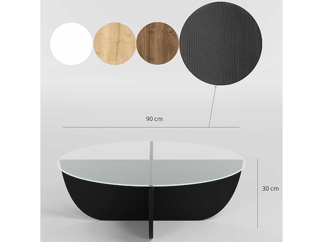 Lily salontafel | gehard glas | zwart - afbeelding 4 van  5