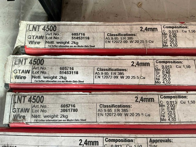 Lincoln electric lnt4500 2,4x1000 koker rvs tig-lasdraad (8x) - afbeelding 3 van  3
