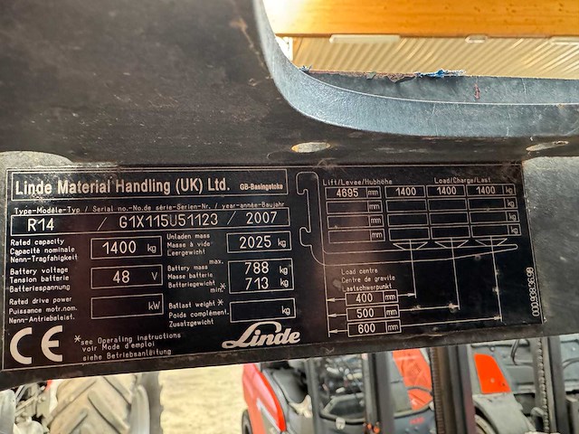 Linde - 2007 - r14 - reach - heftruck - afbeelding 23 van  24