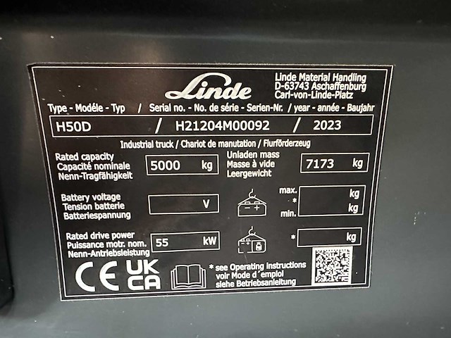 Linde - 2023 - h50d - vorkheftruck - afbeelding 43 van  55