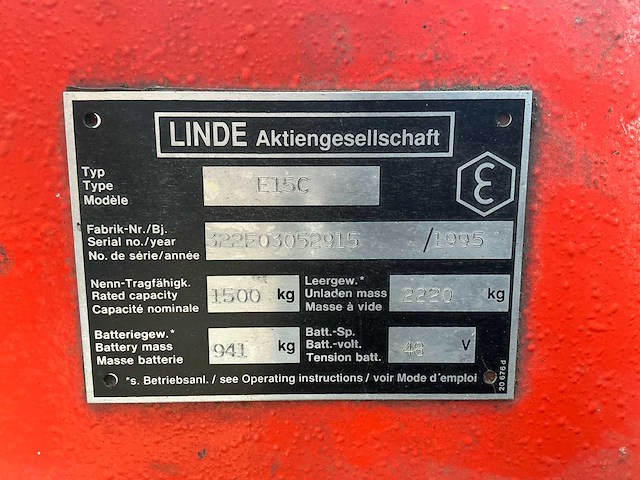 Linde e15 vorkheftruck - afbeelding 13 van  24