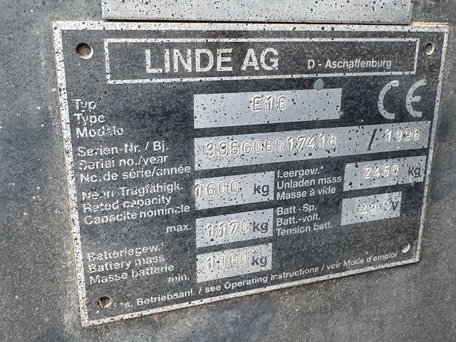 Linde e16 vorkheftruck - afbeelding 8 van  16