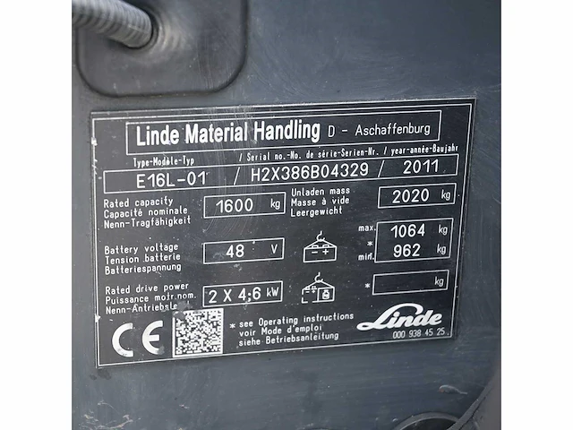 Linde e16l-01 elektrische vorkheftruck - afbeelding 11 van  15