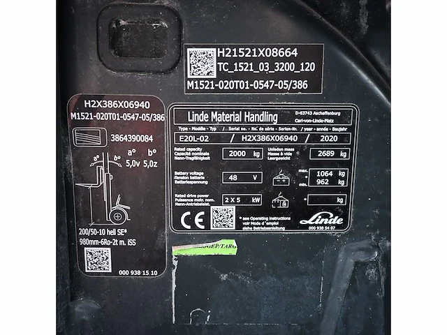 Linde e20l-02 elektrisch vorkheftruck - afbeelding 8 van  16