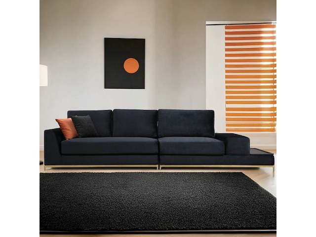 Line 4-zitsbank | beukenhout / spaanplaat | zwart, goud - afbeelding 6 van  7