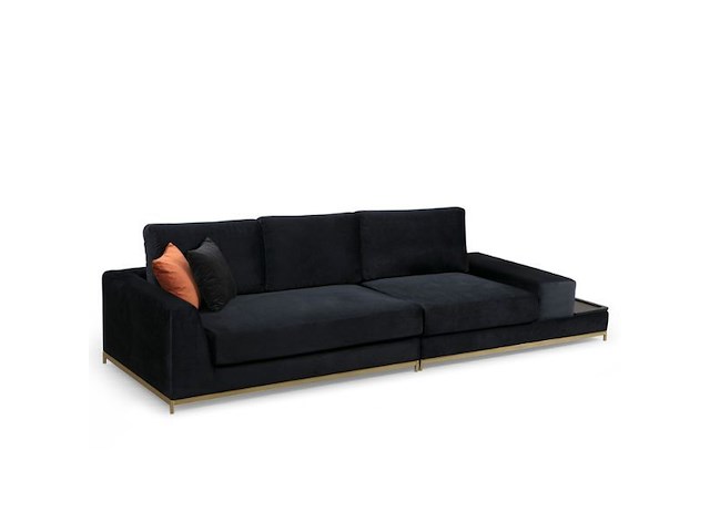 Line 4-zitsbank | beukenhout / spaanplaat | zwart, goud - afbeelding 7 van  7