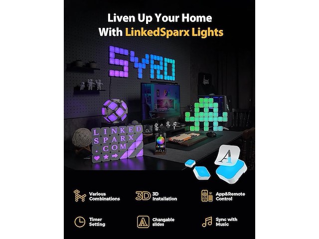 Linkedsparx 3d vierkante lichtpanelen - afbeelding 6 van  8