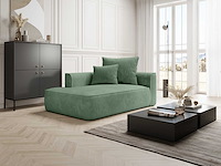 Linker chaise longue in amandelgroene ribfluwelf