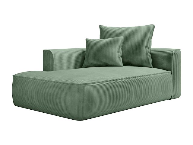 Linker chaise longue in amandelgroene ribfluwelf - afbeelding 3 van  6