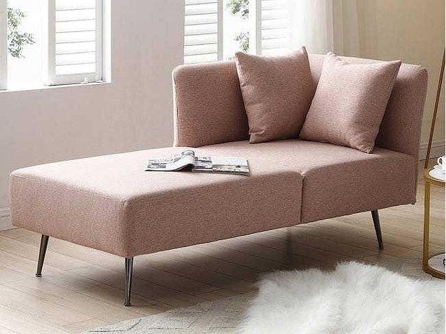 Linker chaise longue in roze stof - afbeelding 1 van  7