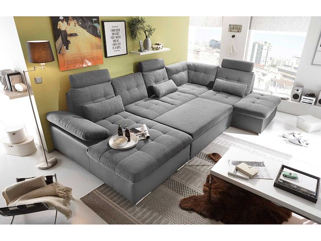 Linker panoramische hoekbank - cab - borst - stof/pu - afbeelding 10 van  16