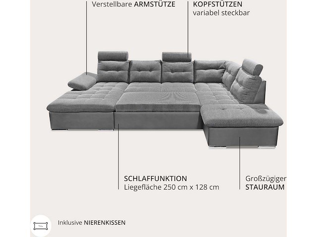 Linker panoramische hoekbank - cab - borst - stof/pu - afbeelding 12 van  16
