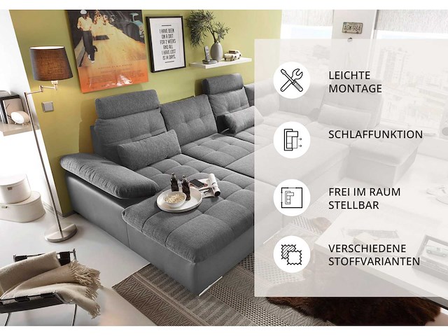 Linker panoramische hoekbank - cab - borst - stof/pu - afbeelding 13 van  16