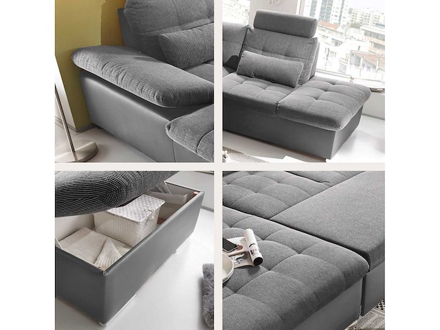 Linker panoramische hoekbank - cab - borst - stof/pu - afbeelding 15 van  16