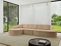 Linkerhoek bank - beige fluweel - afbeelding 1 van  11