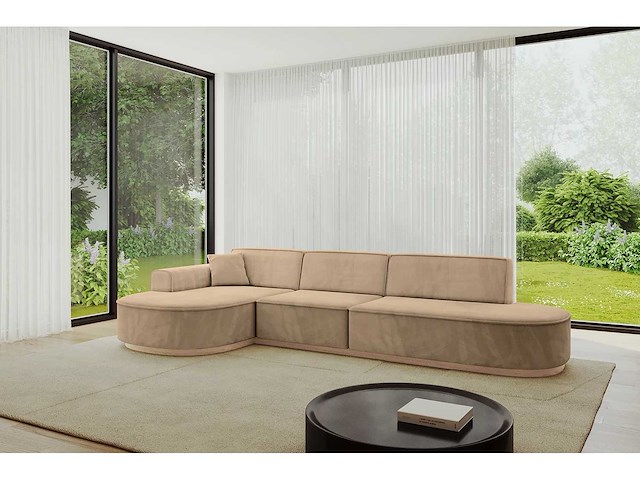 Linkerhoek bank - beige fluweel - afbeelding 4 van  11