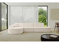 Linkerhoek bank - beige stof met koord