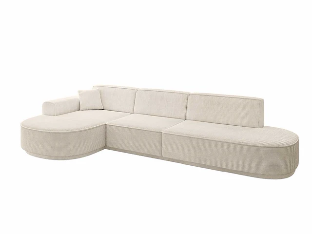 Linkerhoek bank - beige stof met koord - afbeelding 3 van  10
