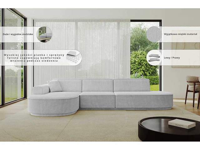 Linkerhoek bank - beige stof met koord - afbeelding 7 van  10