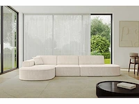 Linkerhoek bank - beige stof met koord - afbeelding 6 van  13