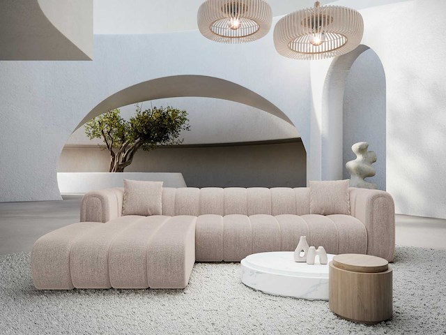 Linkerhoek bank - beige stof - afbeelding 1 van  8