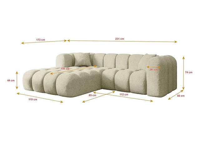 Linkerhoek bank - beige terry stof - afbeelding 4 van  6