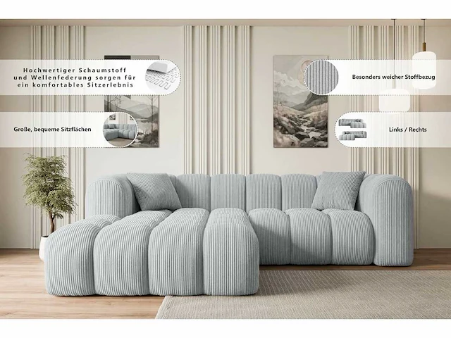 Linkerhoek bank - beige terry stof - afbeelding 6 van  6