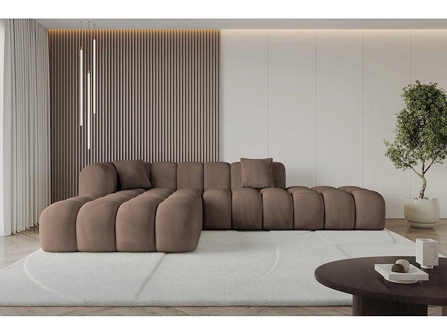 Linkerhoek bank - bruin fluweel - afbeelding 2 van  8
