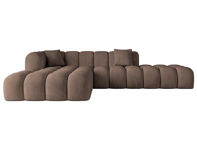 Linkerhoek bank - bruin fluweel - afbeelding 3 van  8