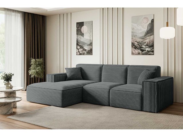 Linkerhoek bank - donkergrijs touwstof - afbeelding 4 van  8