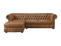 Linkerhoek bank chesterfield 100% premium buffelleer - caramel vintage - afbeelding 2 van  9