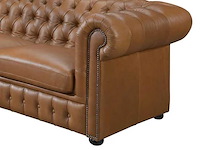 Linkerhoek bank chesterfield 100% premium buffelleer - caramel vintage - afbeelding 4 van  9