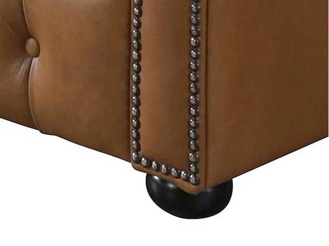Linkerhoek bank chesterfield 100% premium buffelleer - caramel vintage - afbeelding 6 van  9