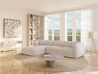 Linkerhoek bank in beige chenille-stof van maison céphy - afbeelding 2 van  6