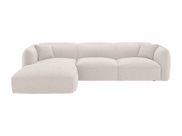 Linkerhoek bank in beige chenille-stof van maison céphy - afbeelding 3 van  6