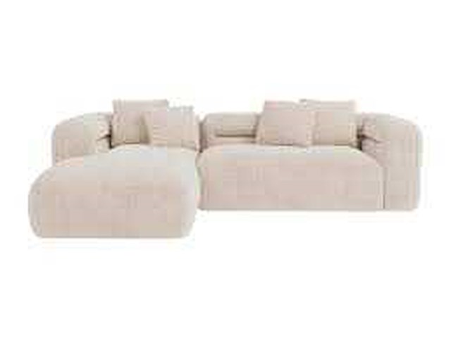 Linkerhoek bank in beige stof met textuur - afbeelding 2 van  3