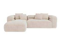 Linkerhoek bank in beige stof met textuur - afbeelding 2 van  3