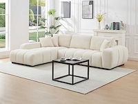 Linkerhoek bank in beige stof met textuur - afbeelding 1 van  9