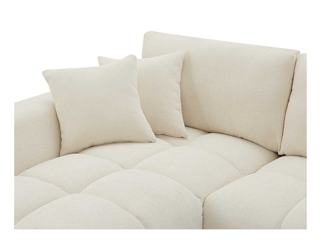 Linkerhoek bank in beige stof met textuur - afbeelding 4 van  9