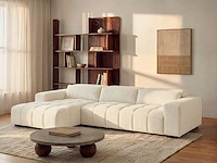 Linkerhoek bank in beige stof met textuur - afbeelding 2 van  7