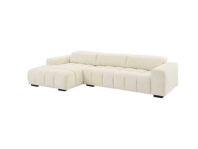 Linkerhoek bank in beige stof met textuur - afbeelding 3 van  7